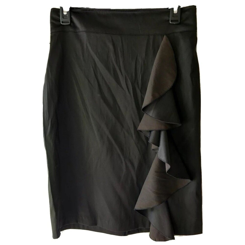 Paper Doll career pencil skirt juniors size 7 black ruffle accent zipper slit